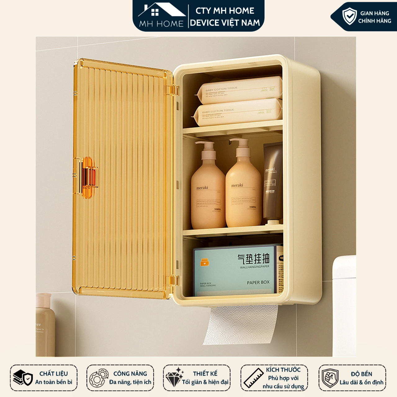 Tủ Đa Năng Treo Tường Màu Trắng Chống Nước - Tủ Đựng Mỹ Phẩm Khăn Giấy Đồ Dùng Cá Nhân MH Home